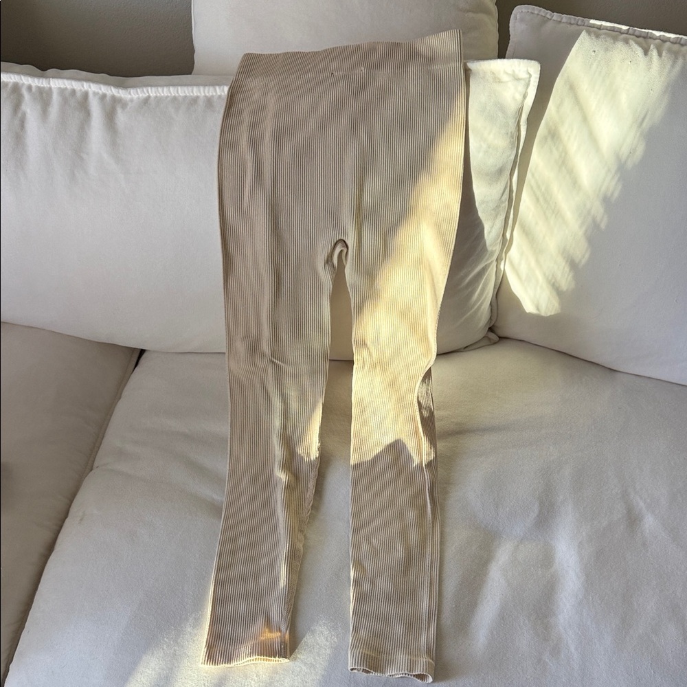 Zara Cream Ribbed Knitwear pants